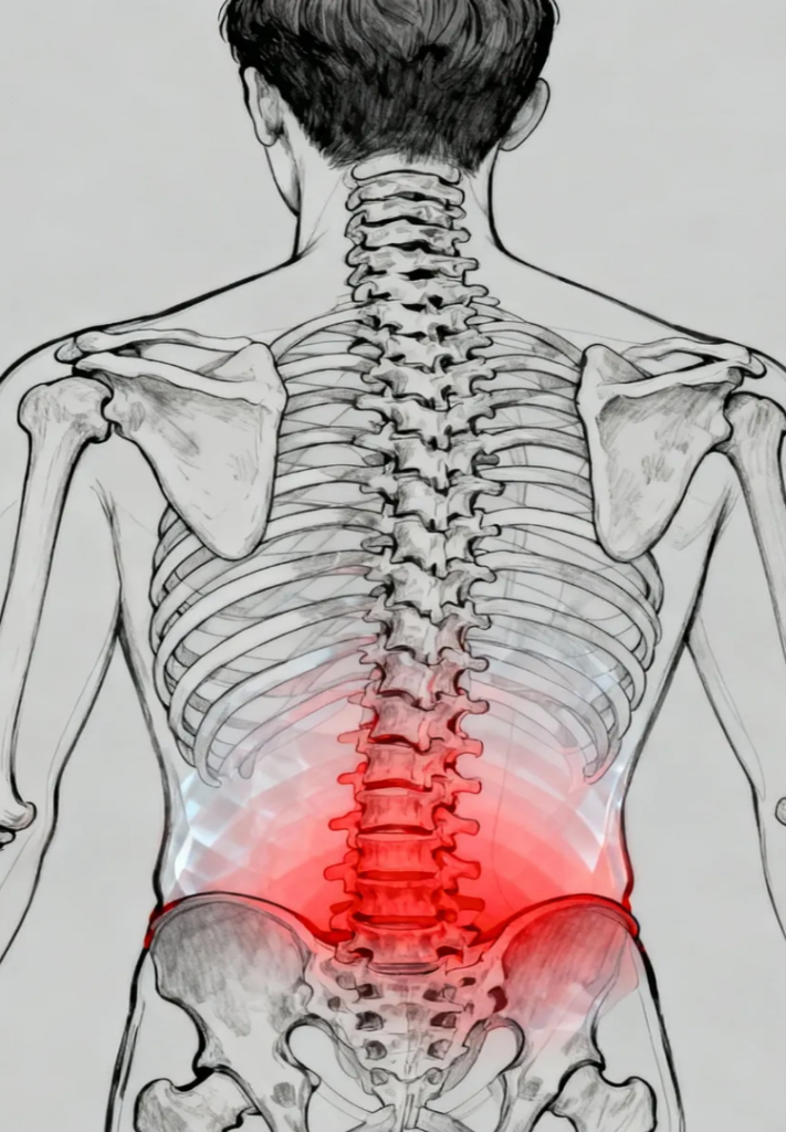 허리통증의 위치를 보여주는 그림