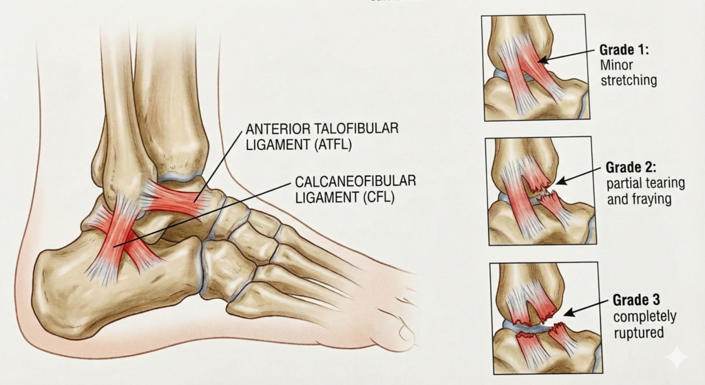 발목인대의 해부학과 발목염좌의 단계