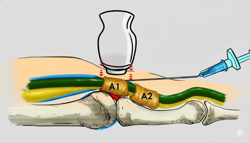 초음파유도하 경피적 방아쇠 수지 수술법