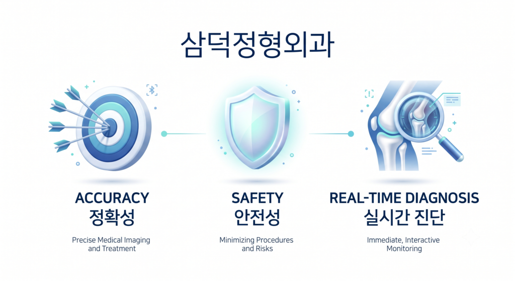 압도적인 정확성, 높은 안전성, 실시간 진단을 표현한 초음파 유도하 주사의 장점 인포그래픽