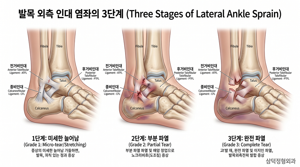 발목염좌의 단계