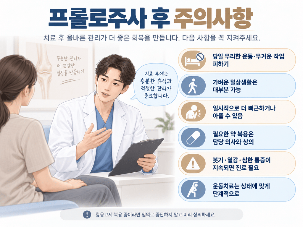 프롤로치료후 주의사항
