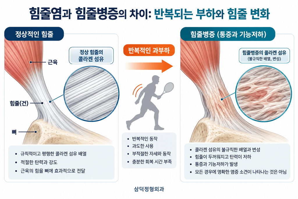 힘줄염과 힘줄병증의 차이