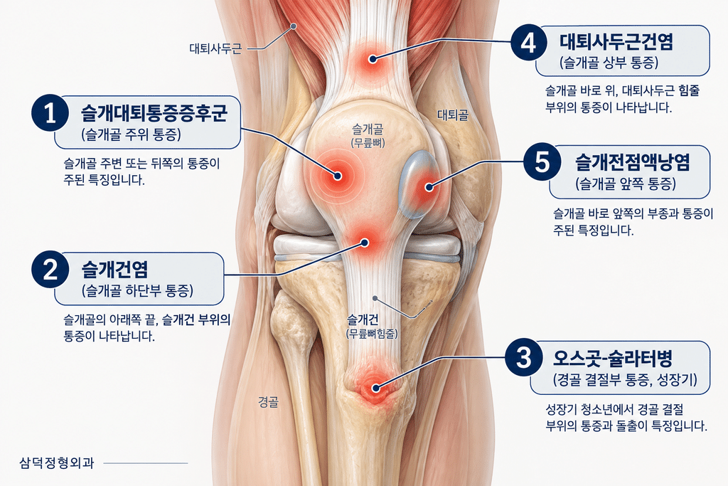 무릎 앞쪽 통증 위치별 감별진단