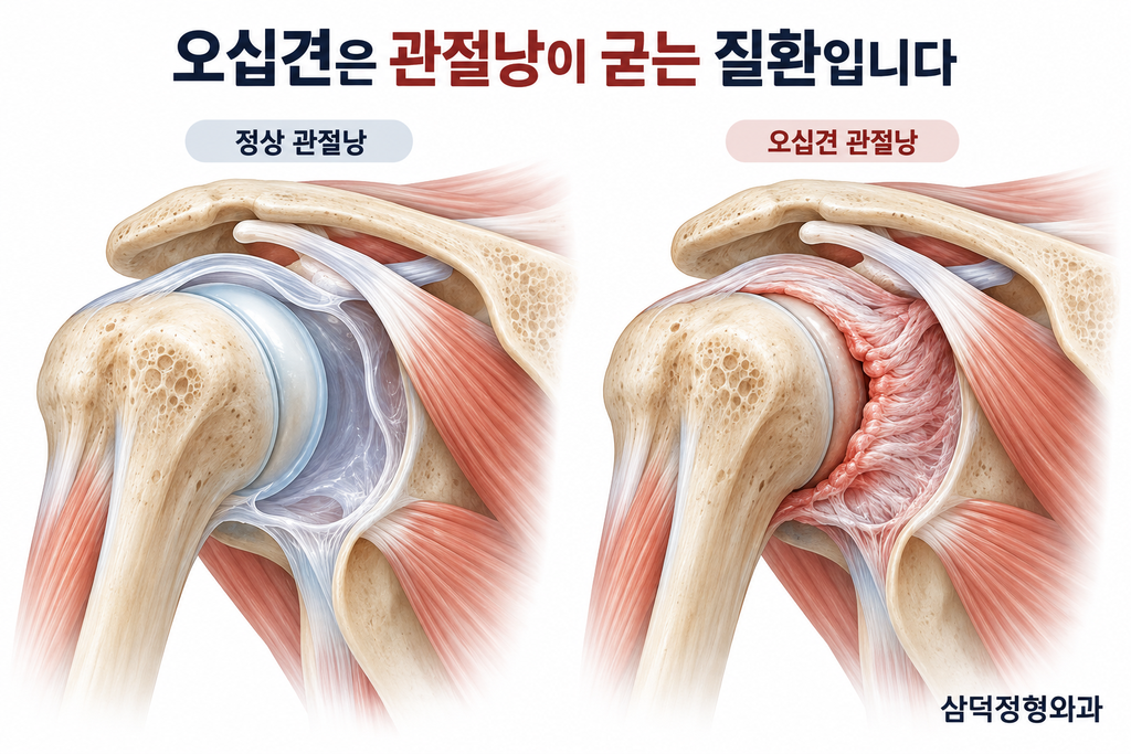 오십견 재활운동을 위한 관절낭 비교